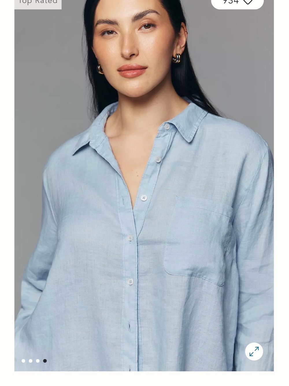 Anthropologie Maeve Kate 100% Linen Classic Buttondown Shirt